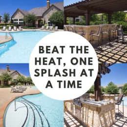 a pool with chairs around it